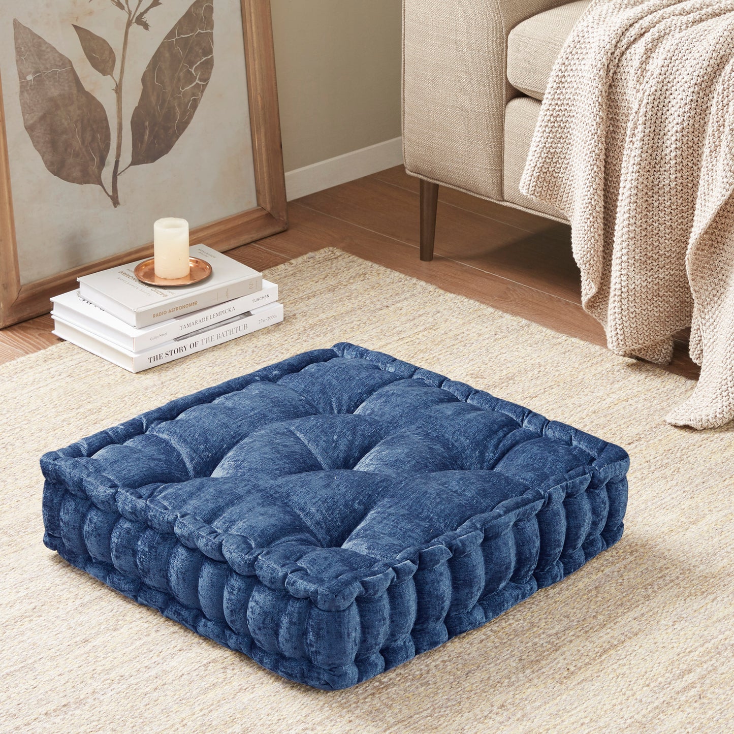 Azza Poly Chenille Square Floor Pillow Cushion
