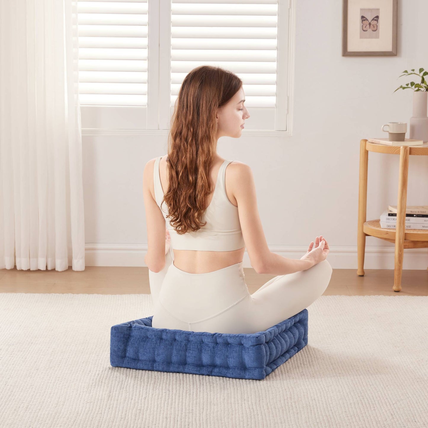 Azza Poly Chenille Square Floor Pillow Cushion