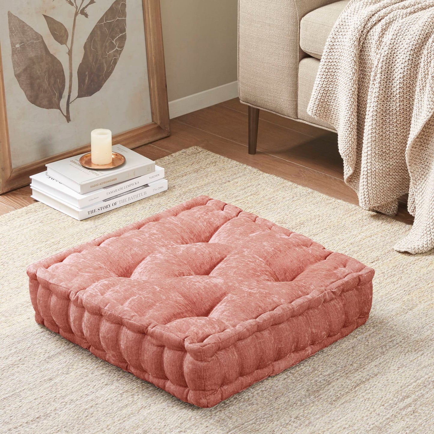 Azza Poly Chenille Square Floor Pillow Cushion