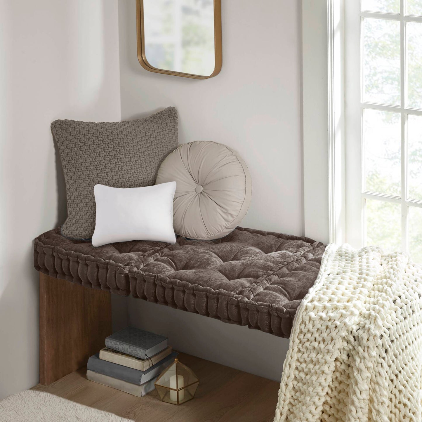 Azza Poly Chenille Square Floor Pillow Cushion