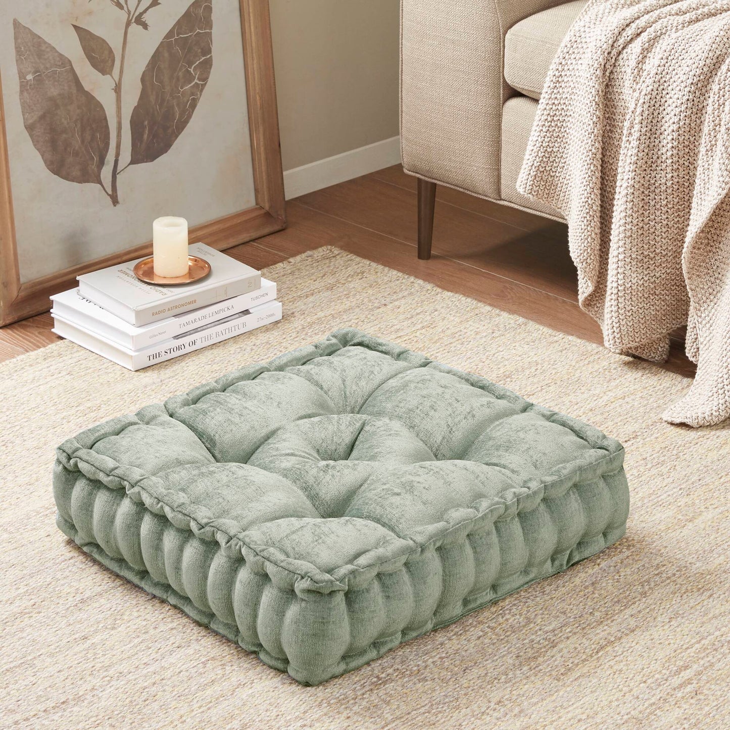 Azza Poly Chenille Square Floor Pillow Cushion