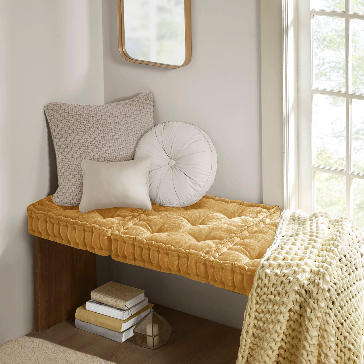 Azza Poly Chenille Square Floor Pillow Cushion