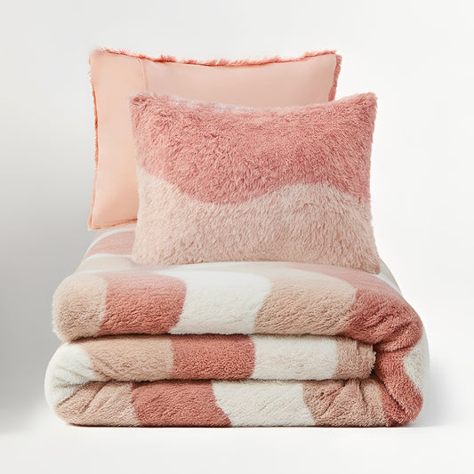 Cassie Ombre Shaggy Faux Fur Duvet Cover Set