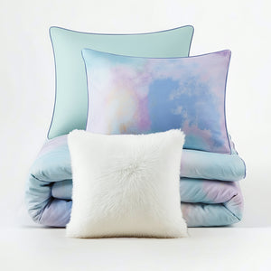 Cassiopeia Watercolor Tie Dye Printed Duvet Cover Set with Throw Pillow