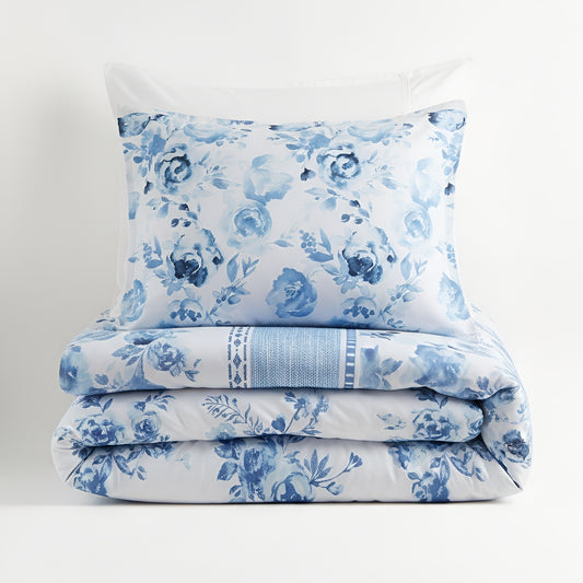 Christa Floral Striped Duvet Cover Set