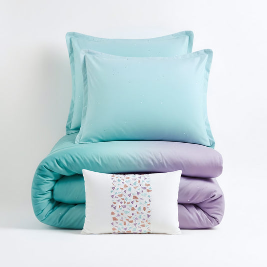 Glimmer Metallic Glitter Printed Reversible Duvet Cover Set