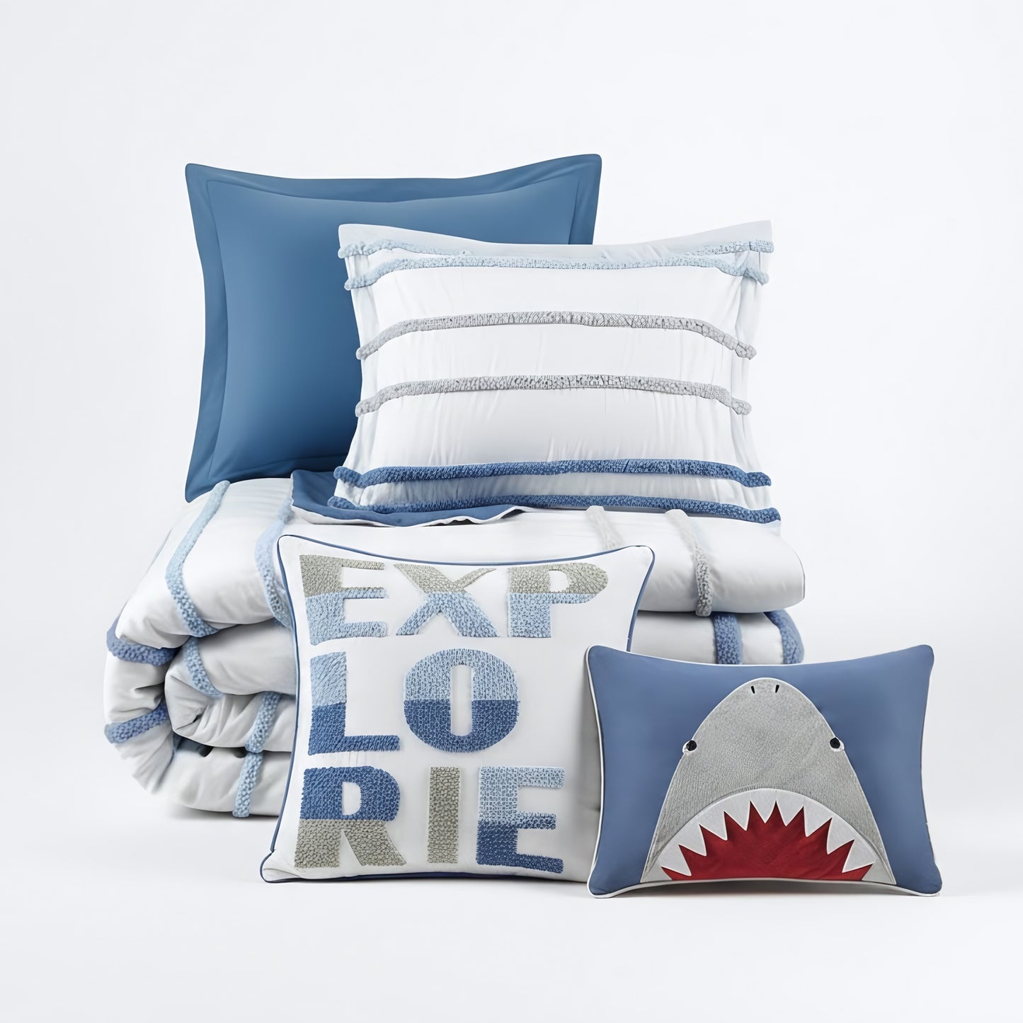 Haisley Cotton Duvet Cover Set with Chenille Trim