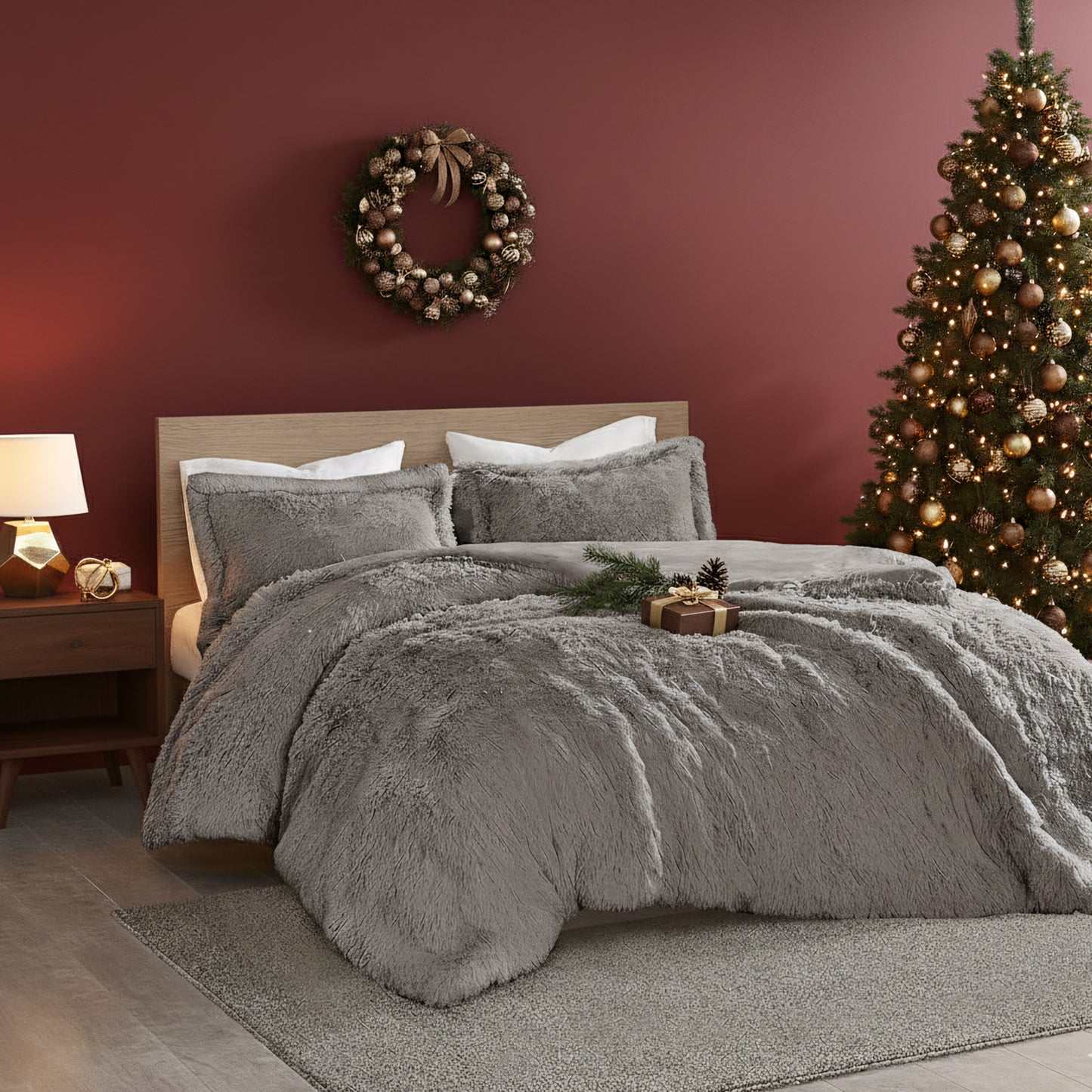 Malea Shaggy Fur Duvet Cover Set