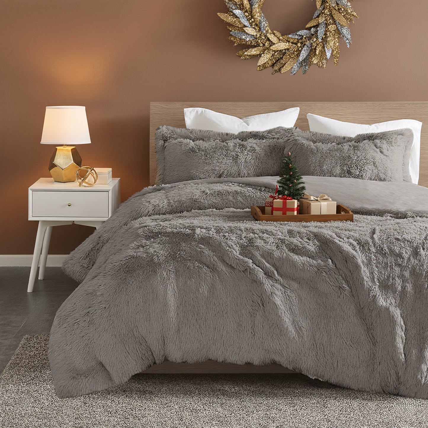 Malea Shaggy Fur Duvet Cover Set