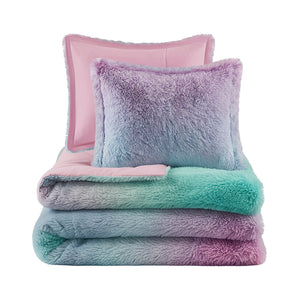 Primrose Ombre Shaggy Faux Fur Duvet Cover Set