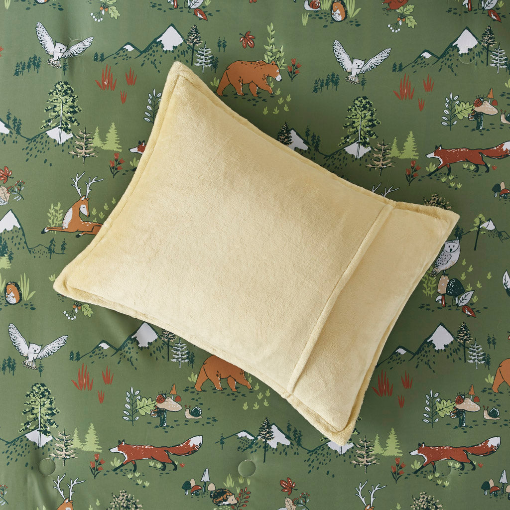 Heath Forest Animals Plush Reversible Comforter Set