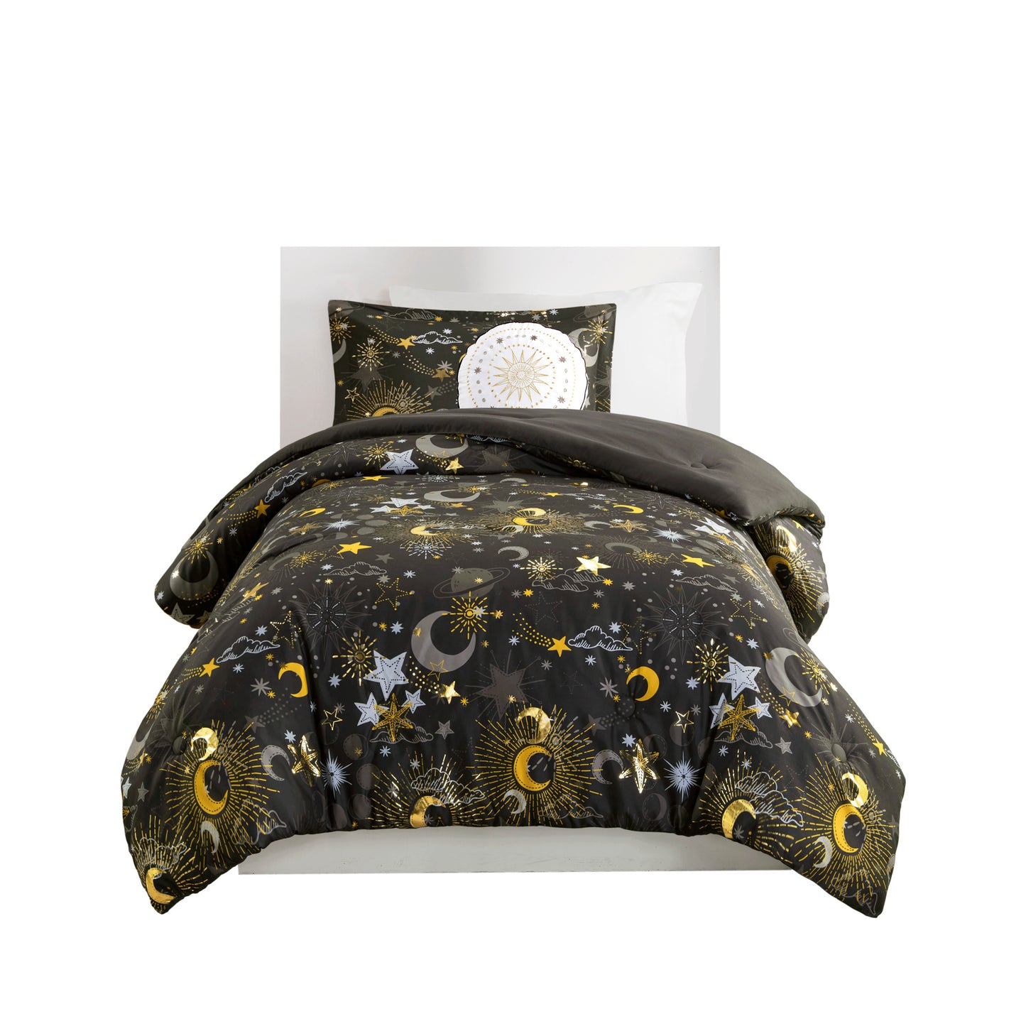 Celia Starry Sky Metallic Comforter Set with Throw Pillow