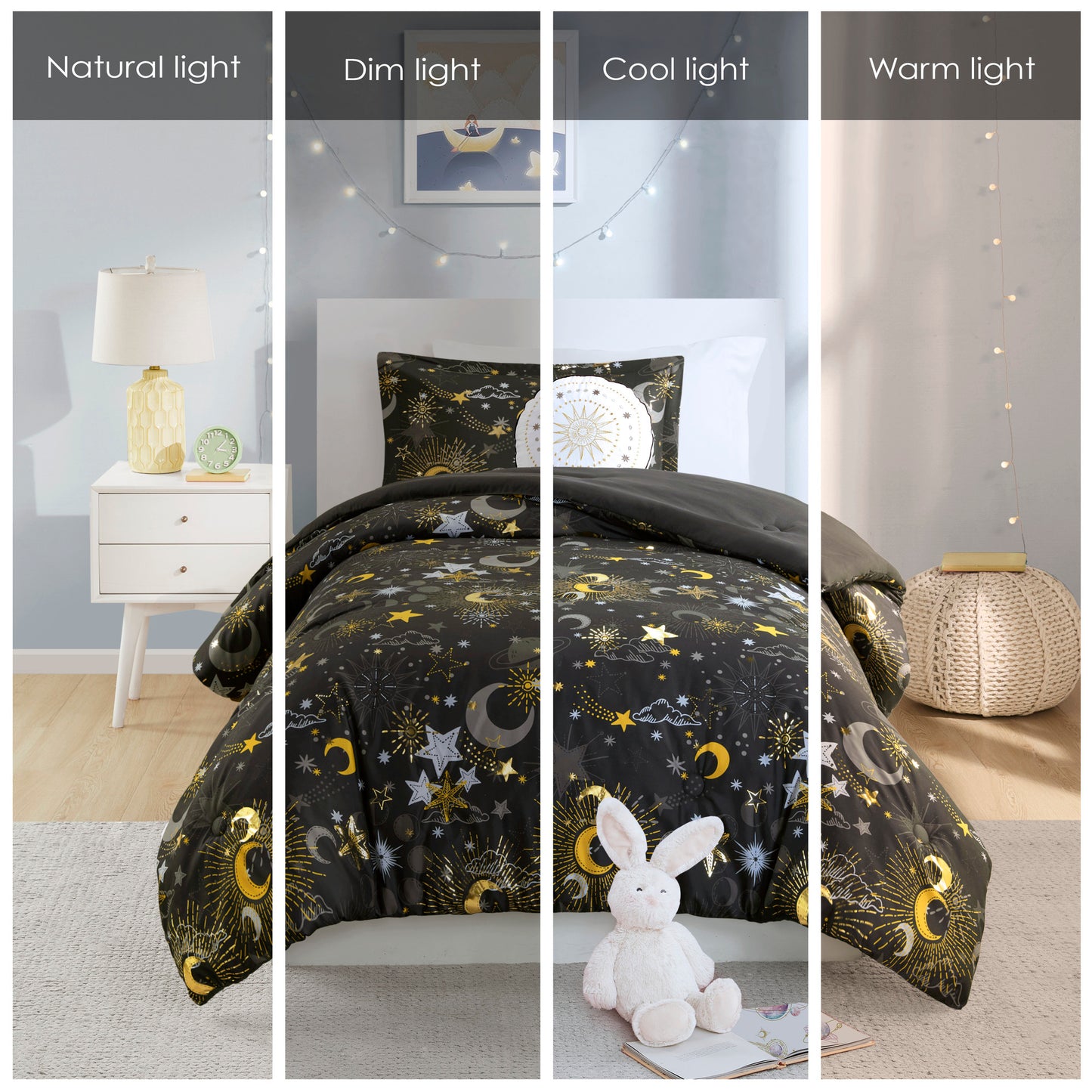 Celia Starry Sky Metallic Comforter Set with Throw Pillow