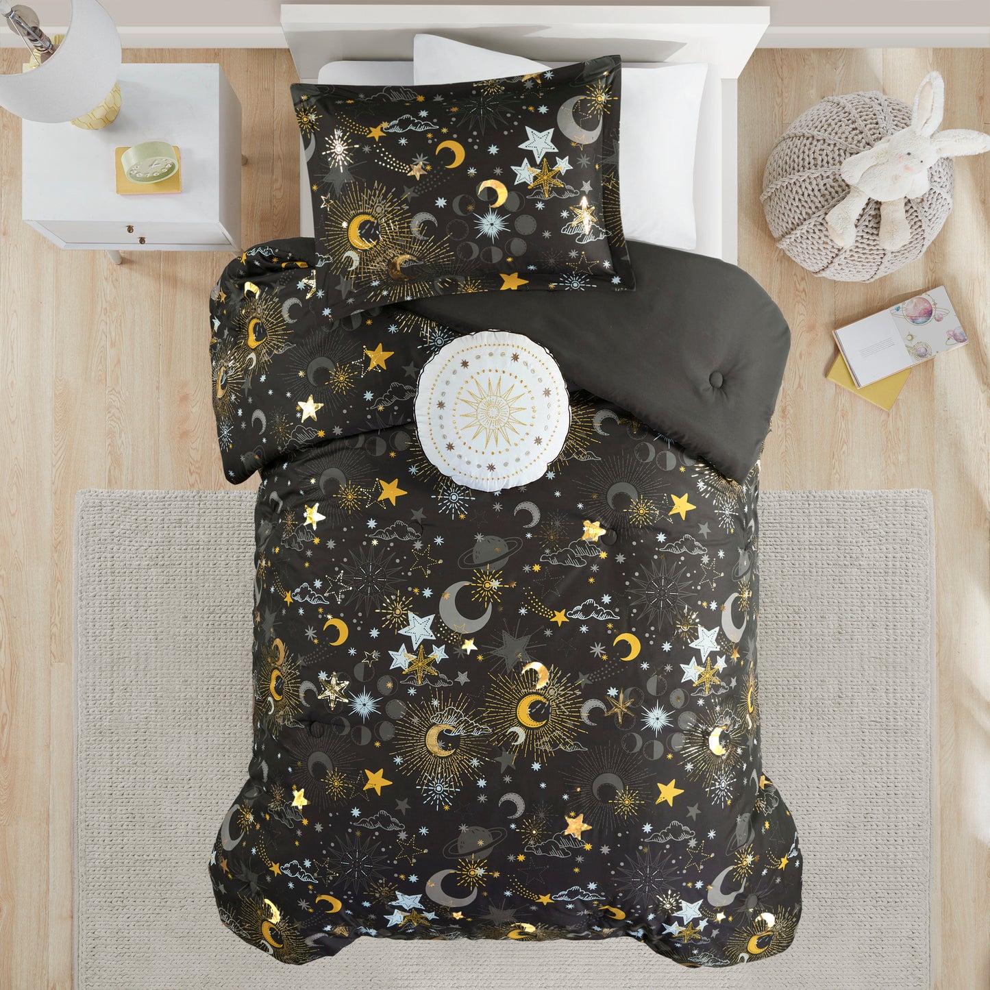 Celia Starry Sky Metallic Comforter Set with Throw Pillow