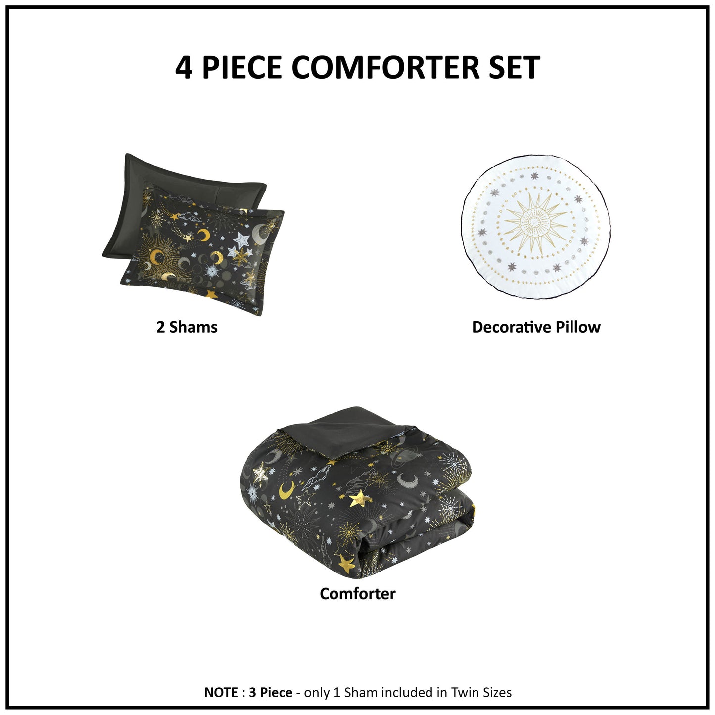 Celia Starry Sky Metallic Comforter Set with Throw Pillow