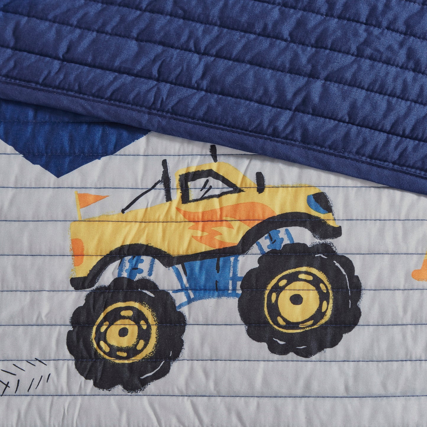 Nash Monster Truck Reversible Quilt Set with Throw Pillow