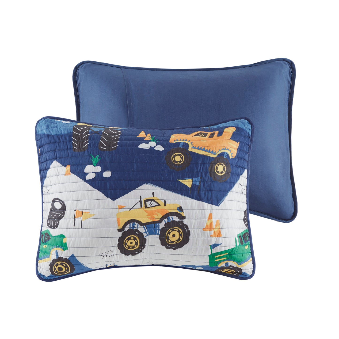 Nash Monster Truck Reversible Quilt Set with Throw Pillow
