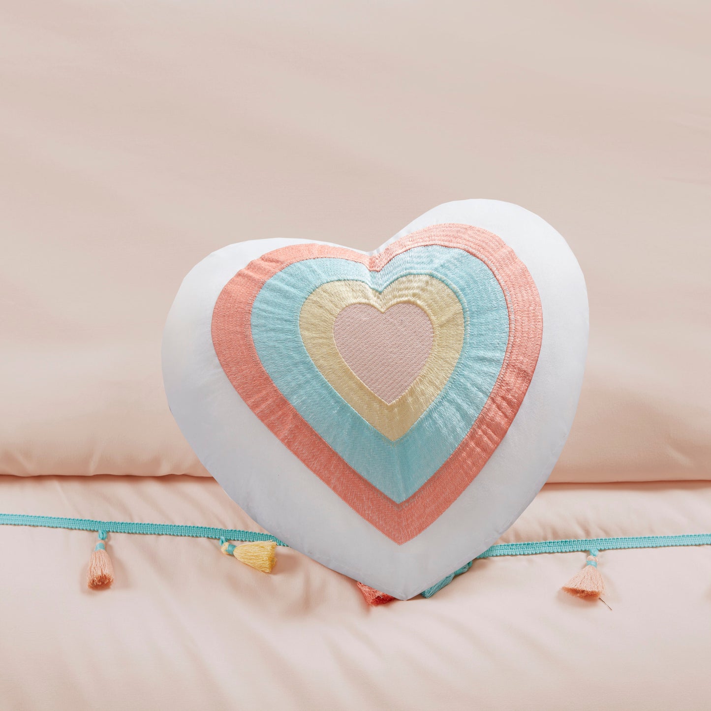 Tessa Tassel Comforter Set with Heart Shaped Throw Pillow