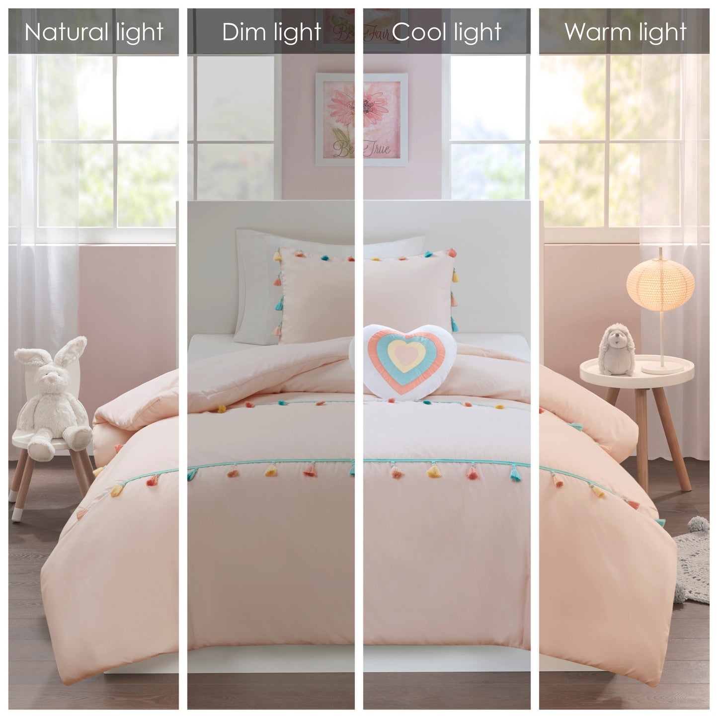 Tessa Tassel Comforter Set with Heart Shaped Throw Pillow