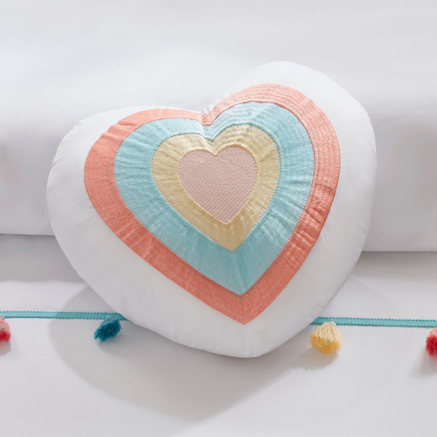 Tessa Tassel Comforter Set with Heart Shaped Throw Pillow