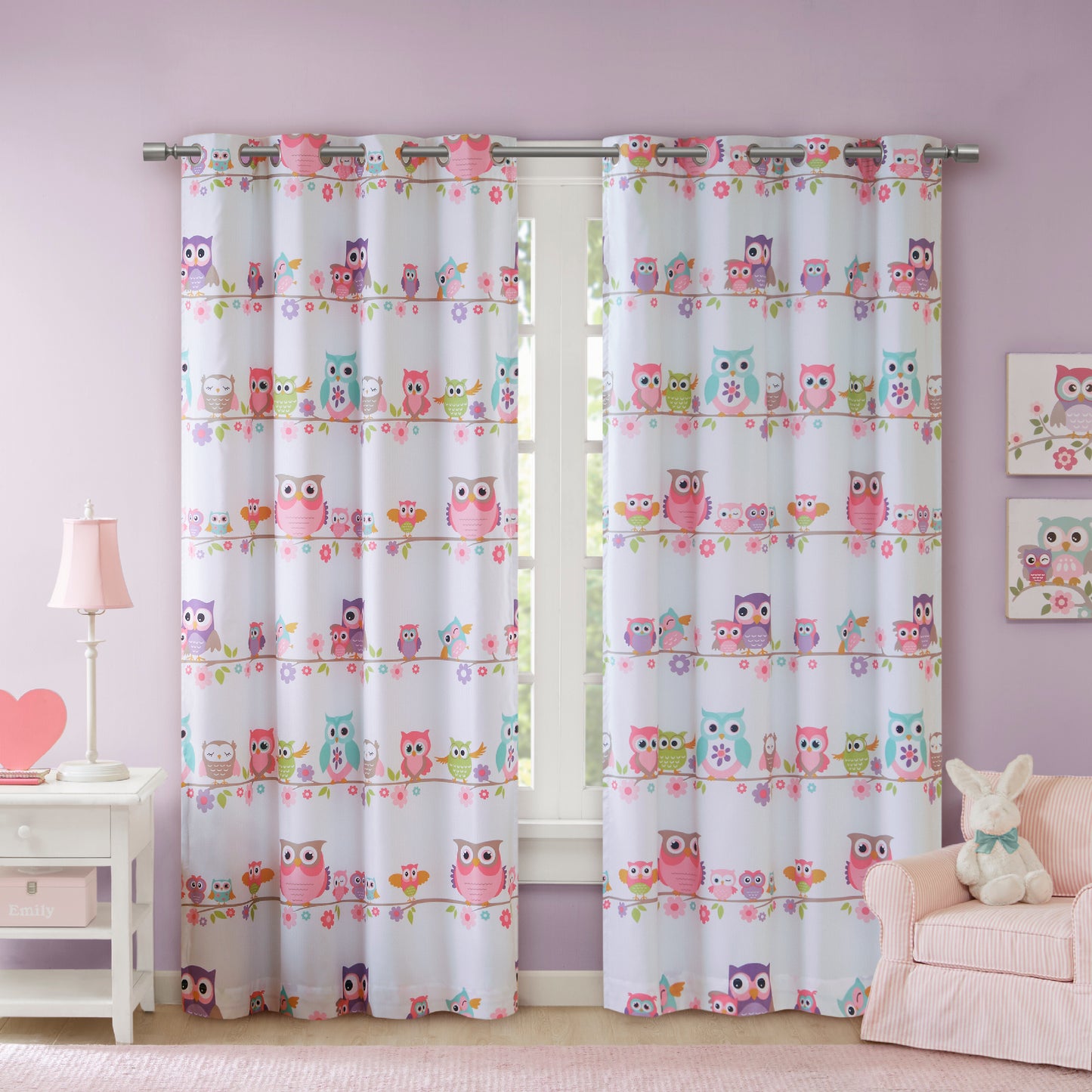 Wise Wendy Owl Printed Blackout Curtain Panel