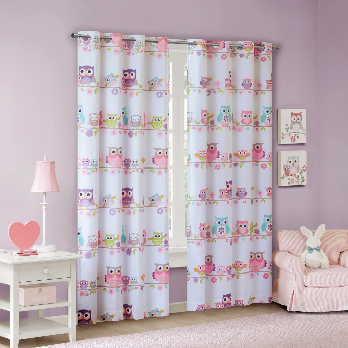 Wise Wendy Owl Printed Blackout Curtain Panel