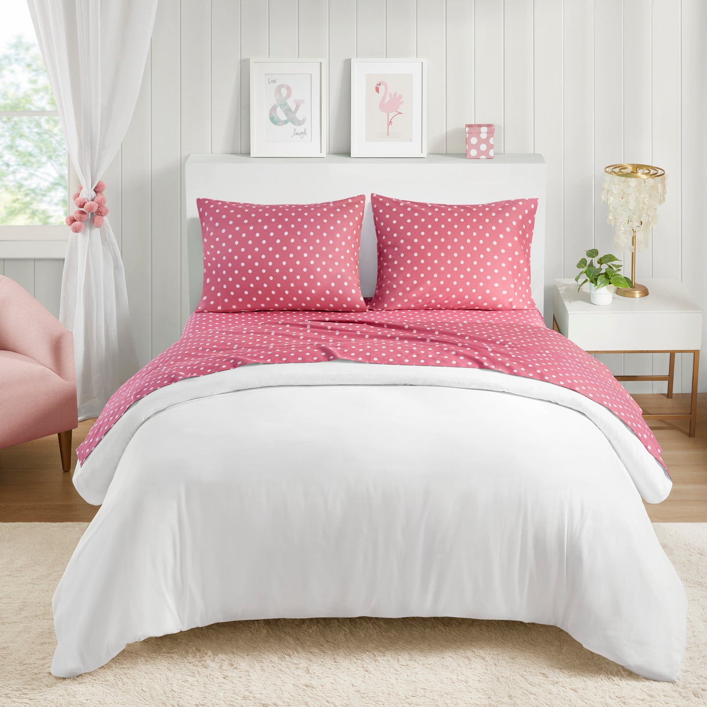 Polka Dot Printed 100% Cotton Sheet Set
