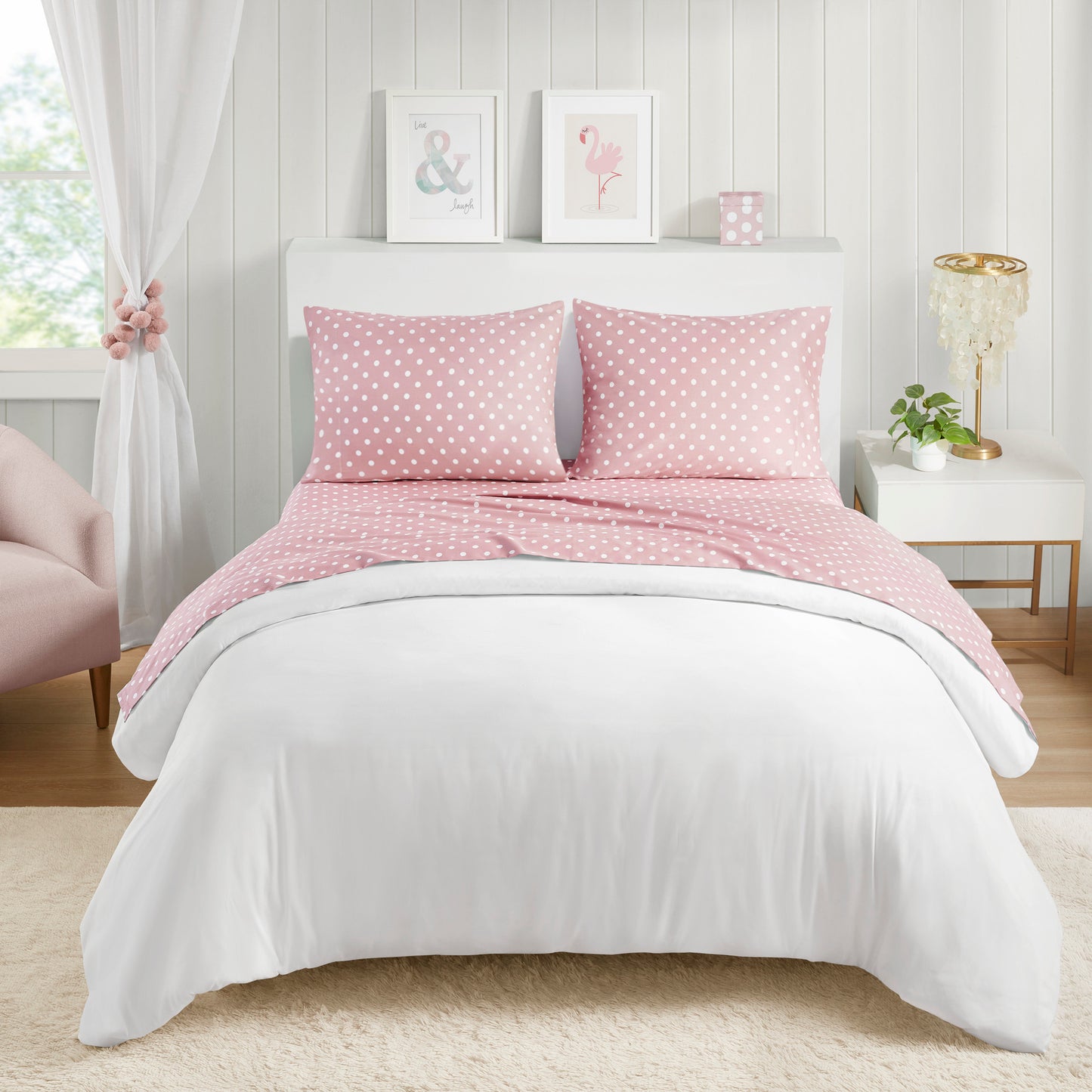 Polka Dot Printed 100% Cotton Sheet Set