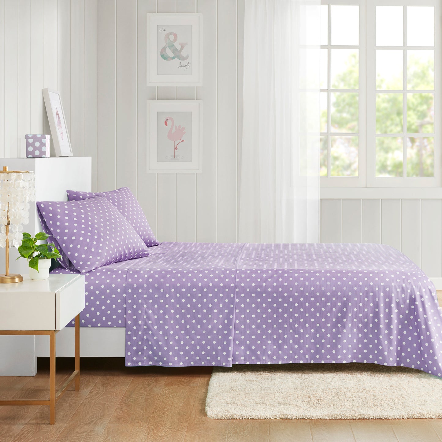 Polka Dot Printed 100% Cotton Sheet Set