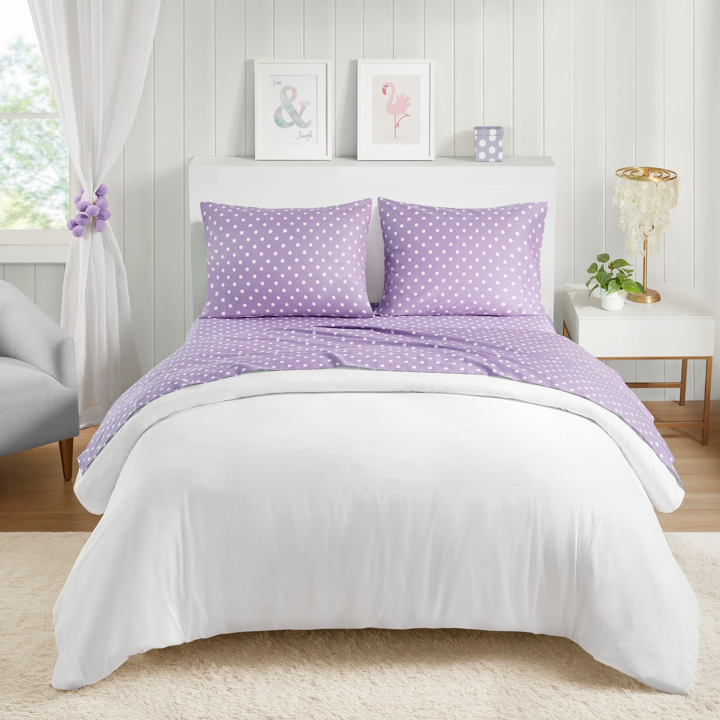 Polka Dot Printed 100% Cotton Sheet Set