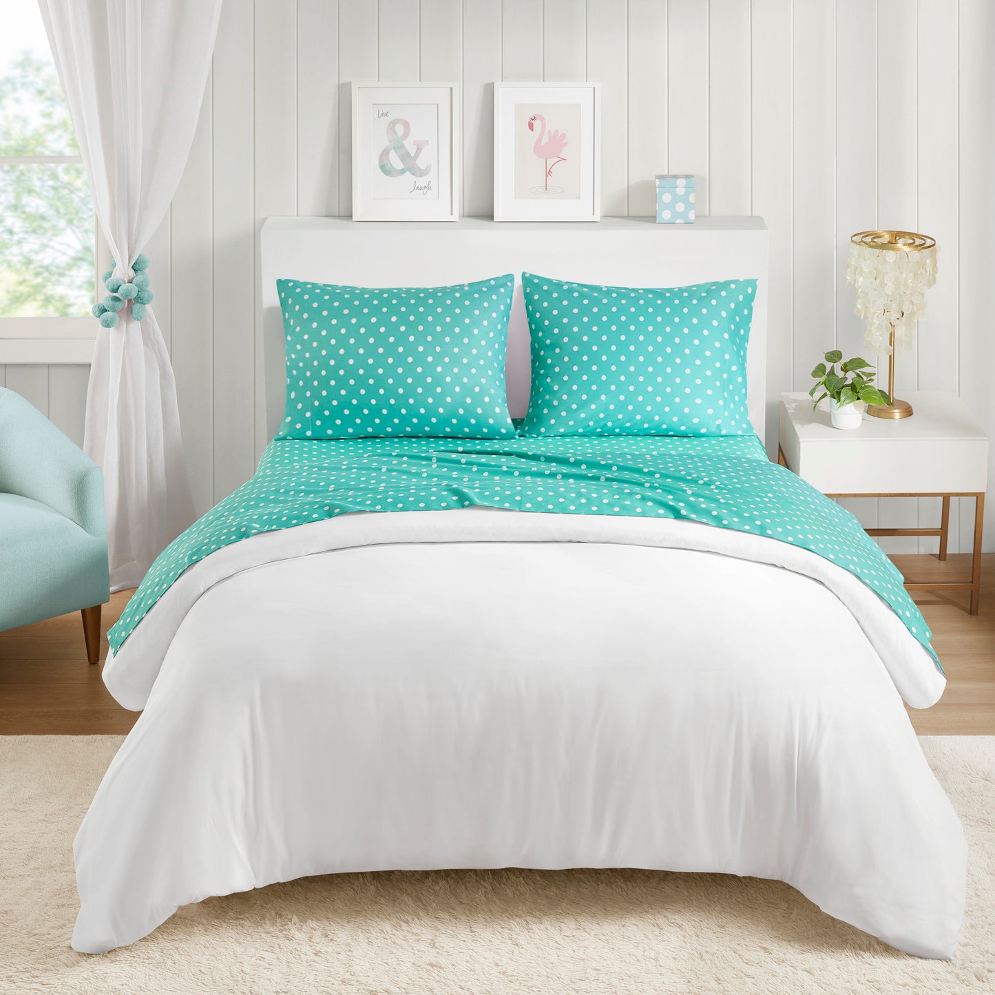 Polka Dot Printed 100% Cotton Sheet Set