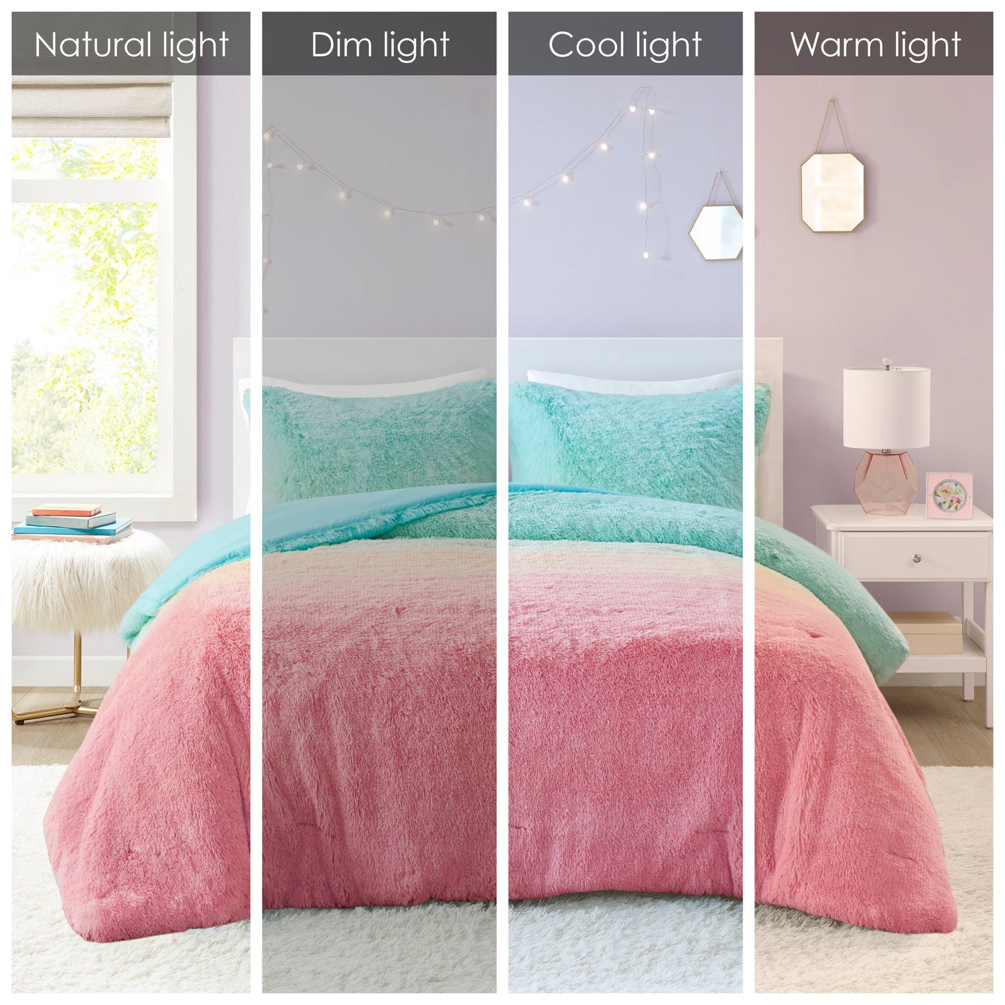 Primrose Ombre Shaggy Faux Fur Comforter Set