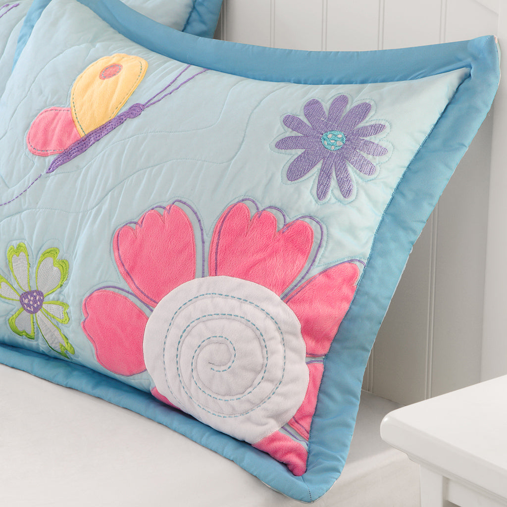 Crazy Daisy Reversible Quilt Set with Throw Pillow
