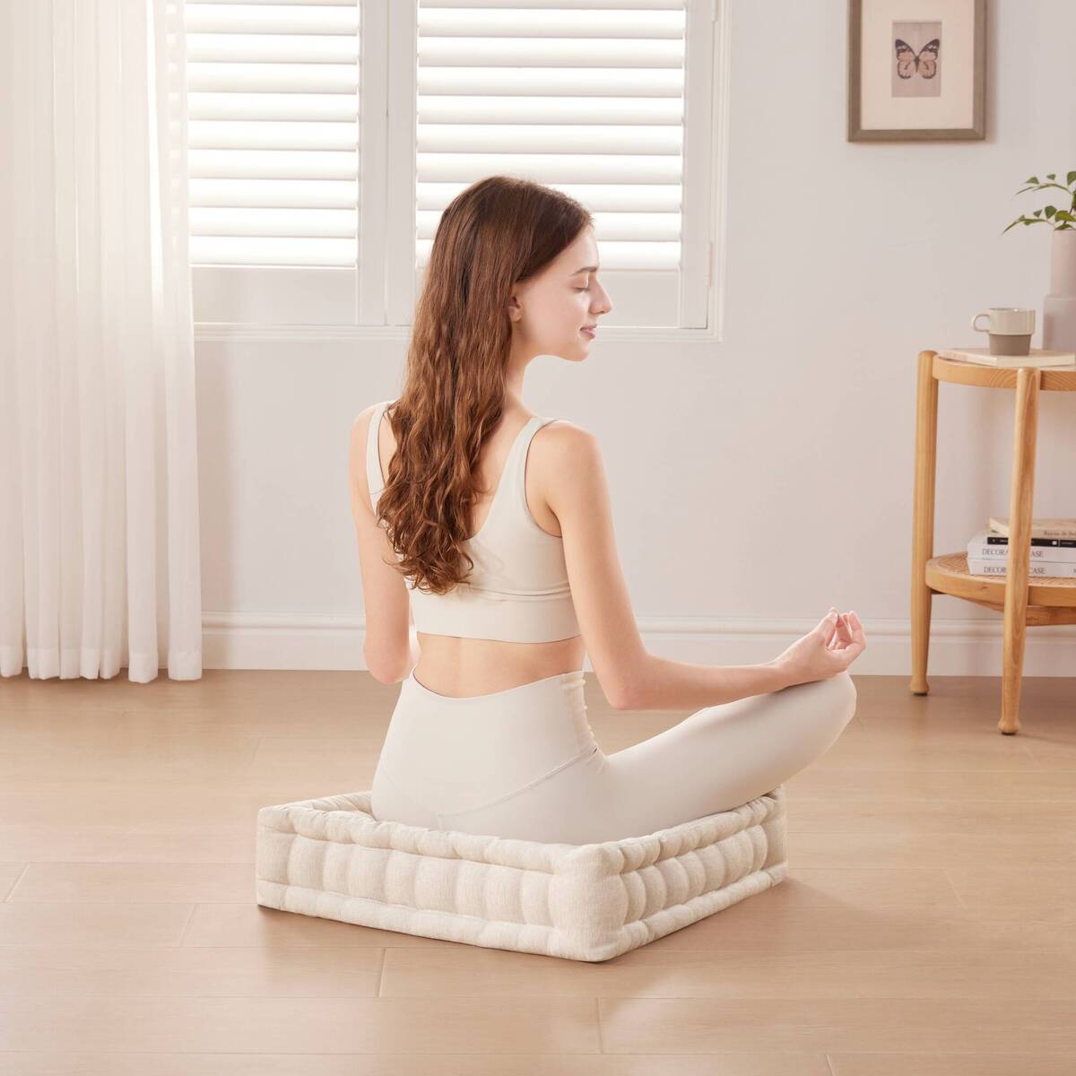 Azza Poly Chenille Square Floor Pillow Cushion