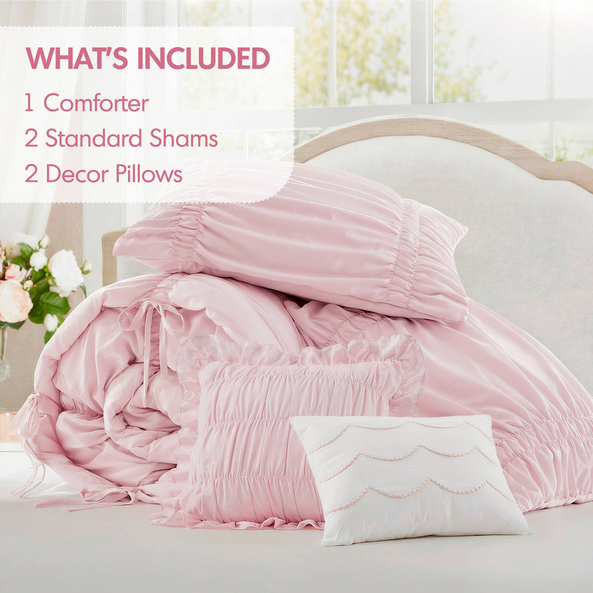 Ivy Sweet Ruched Design 4-Piece Comforter Set