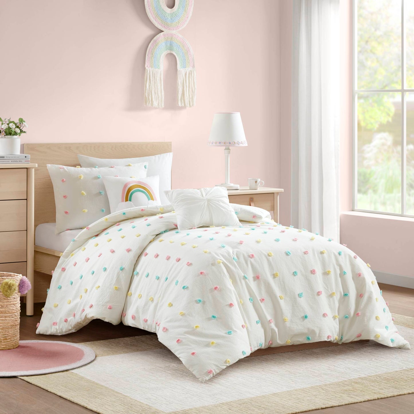 Callie Cotton Jacquard Pom Pom Comforter Set