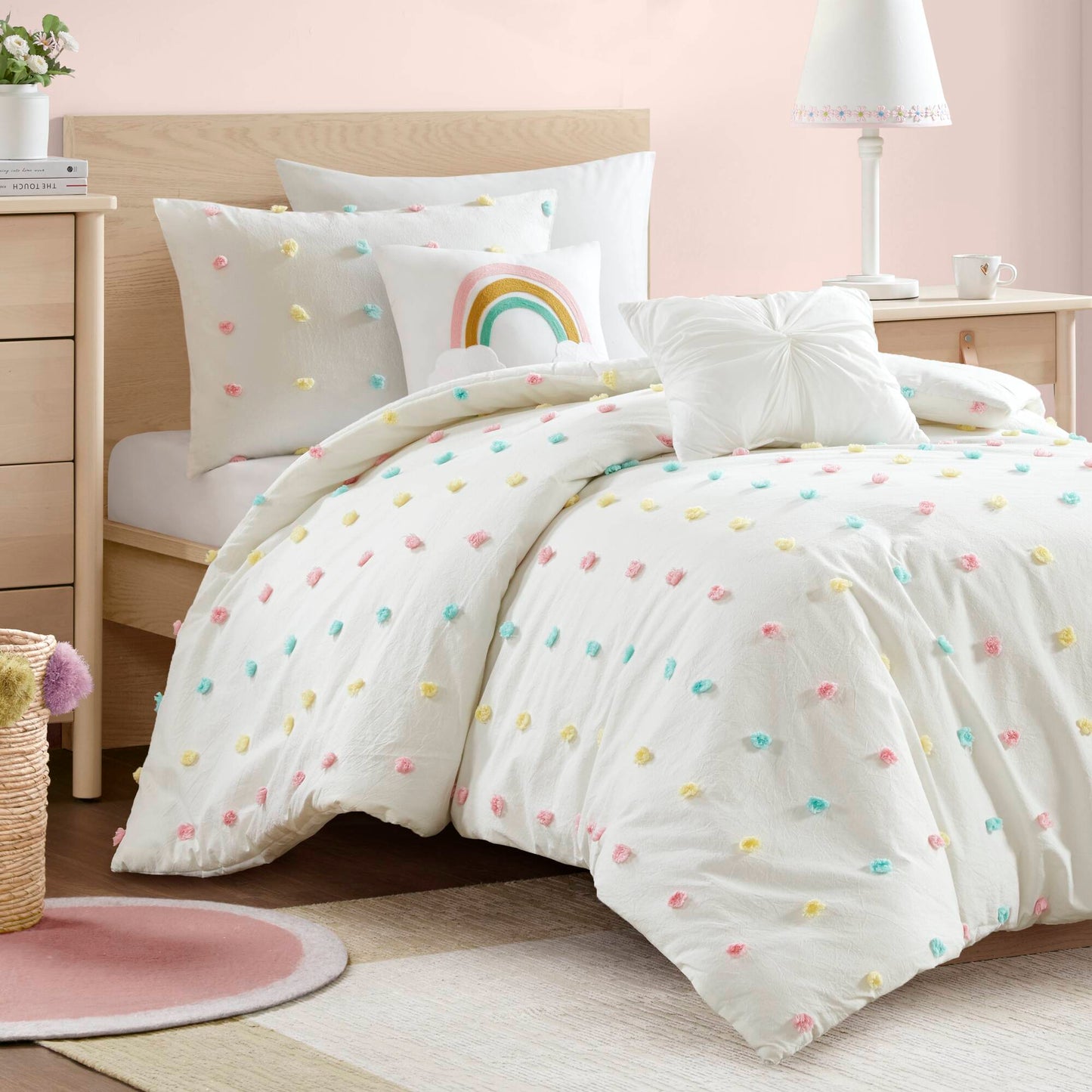 Callie Cotton Jacquard Pom Pom Comforter Set