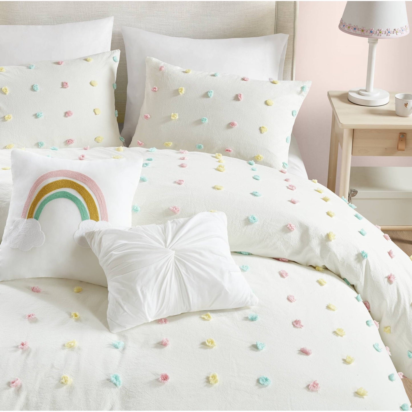Callie Cotton Jacquard Pom Pom Comforter Set