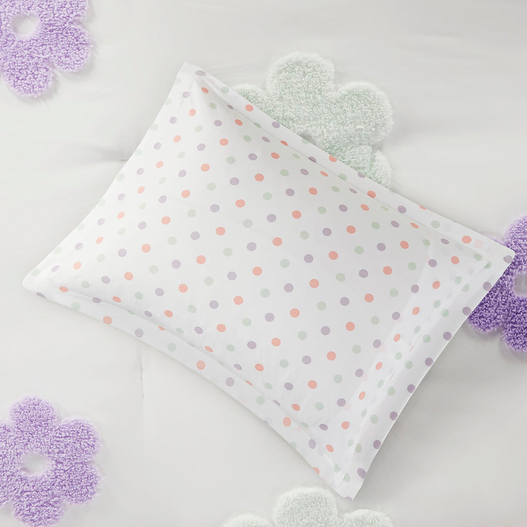 Gracie Floral Reversible Tufted Chenille Comforter Set with Flower Throw Pillow