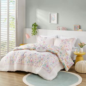 Lulu Floral Reversible Cotton Comforter Set with Throw Pillow