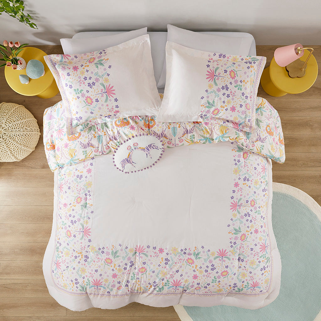 Lulu Floral Reversible Cotton Comforter Set with Throw Pillow