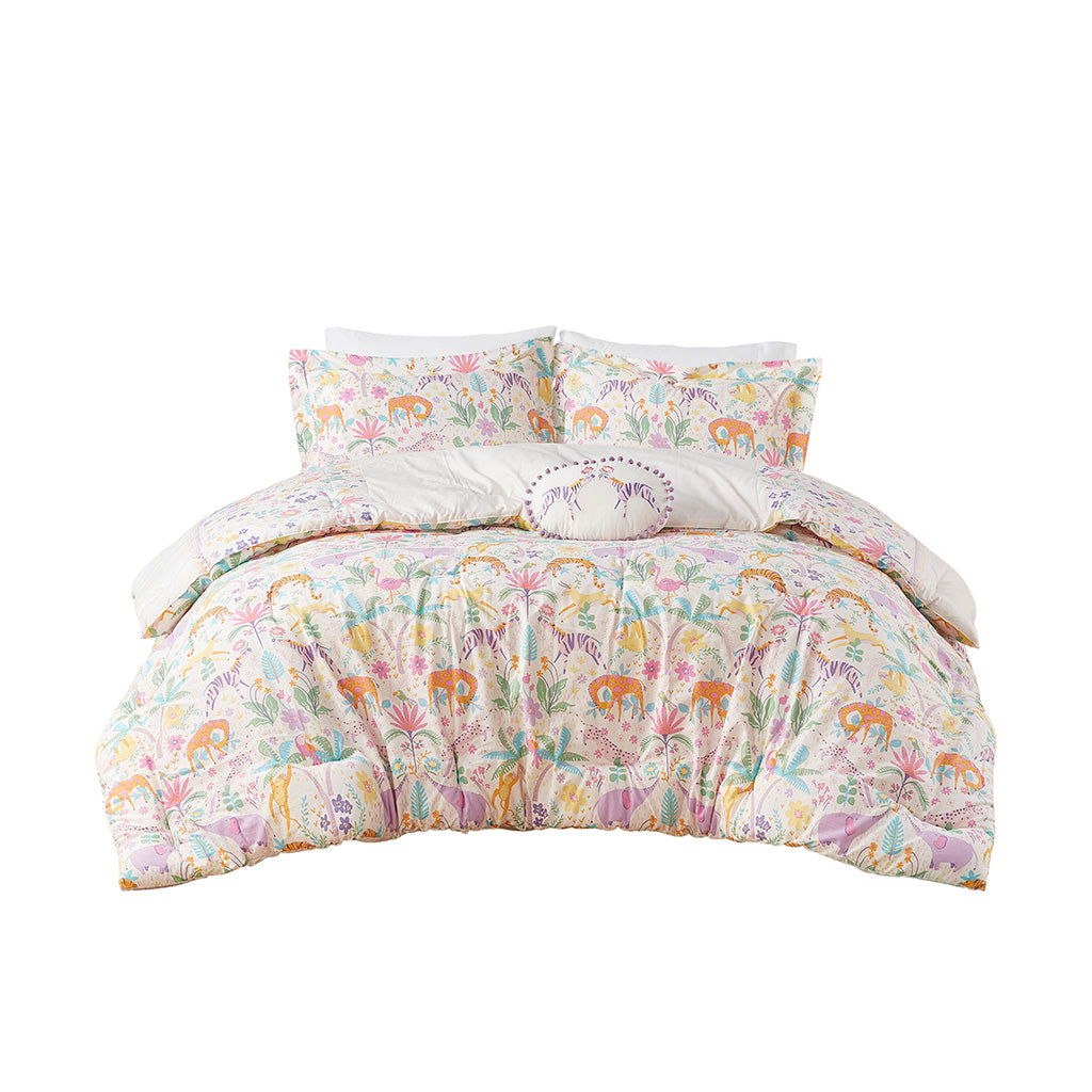 Lulu Floral Reversible Cotton Comforter Set with Throw Pillow