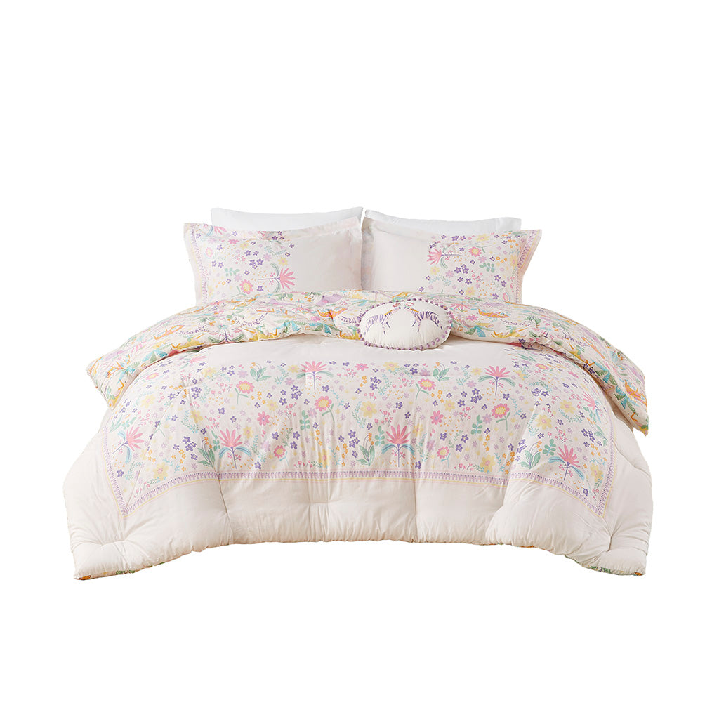 Lulu Floral Reversible Cotton Comforter Set with Throw Pillow