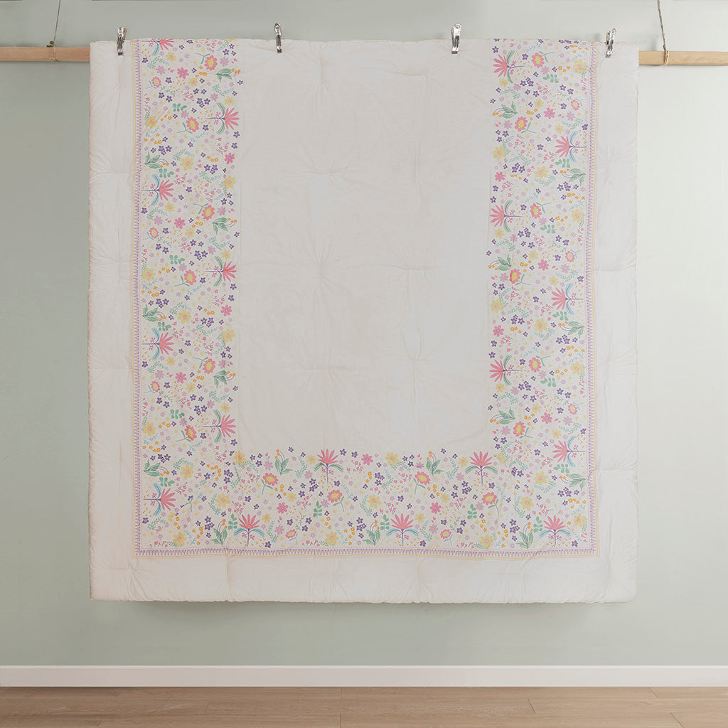 Lulu Floral Reversible Cotton Comforter Set with Throw Pillow