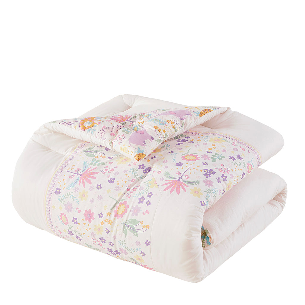 Lulu Floral Reversible Cotton Comforter Set with Throw Pillow
