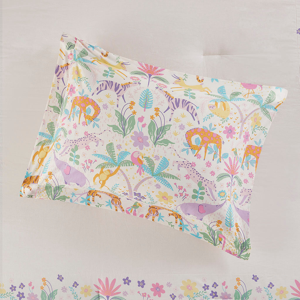 Lulu Floral Reversible Cotton Comforter Set with Throw Pillow