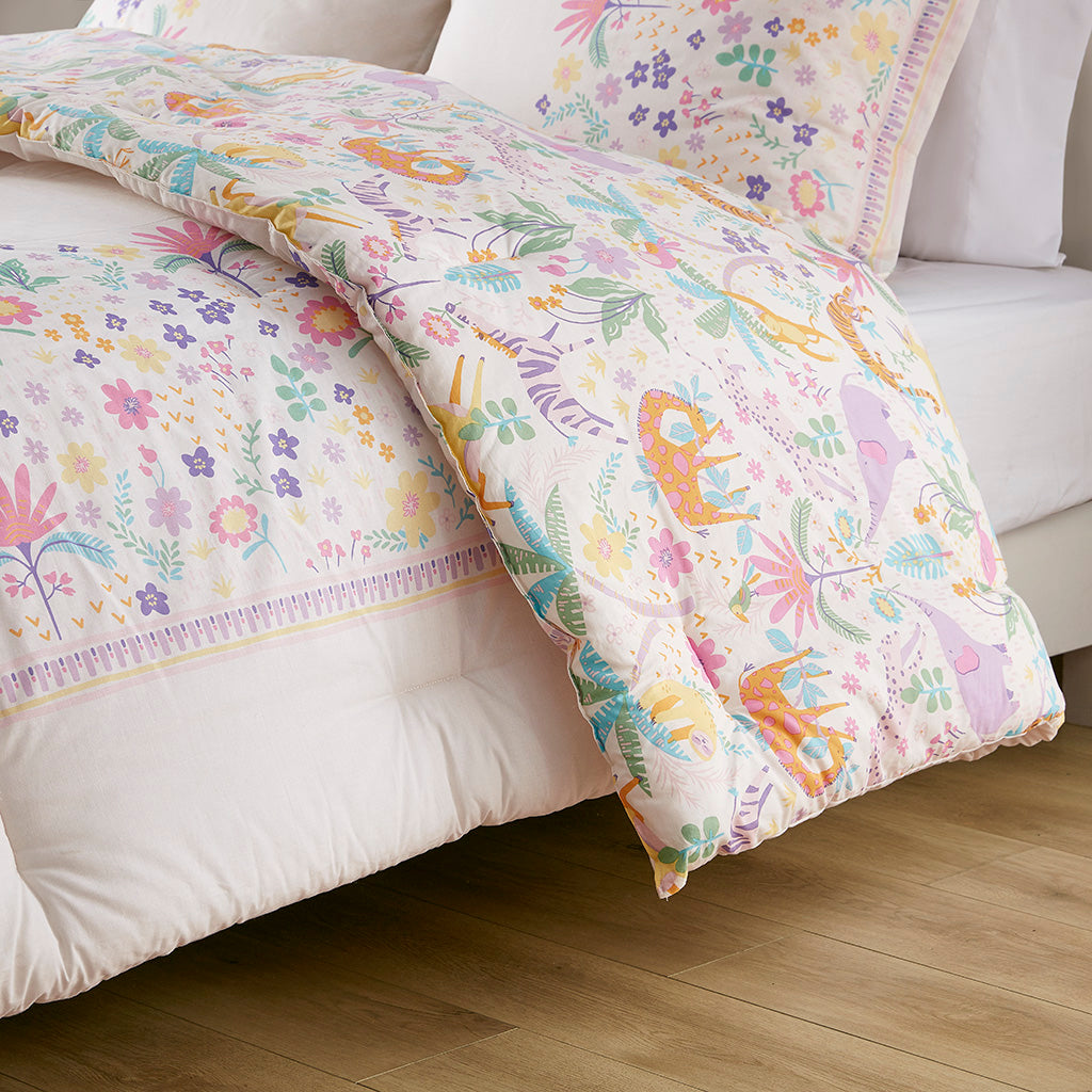 Lulu Floral Reversible Cotton Comforter Set with Throw Pillow