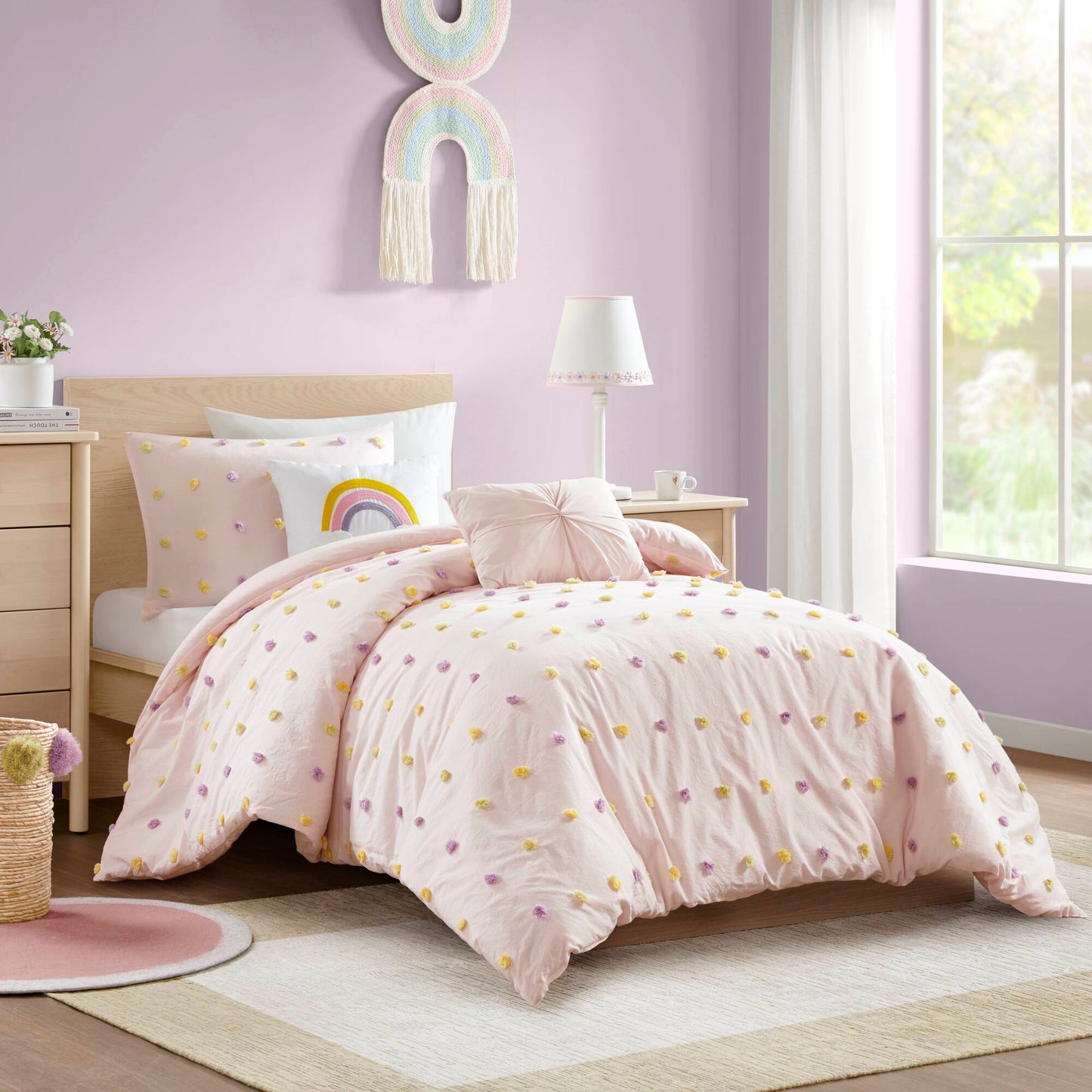 Callie Cotton Jacquard Pom Pom Comforter Set
