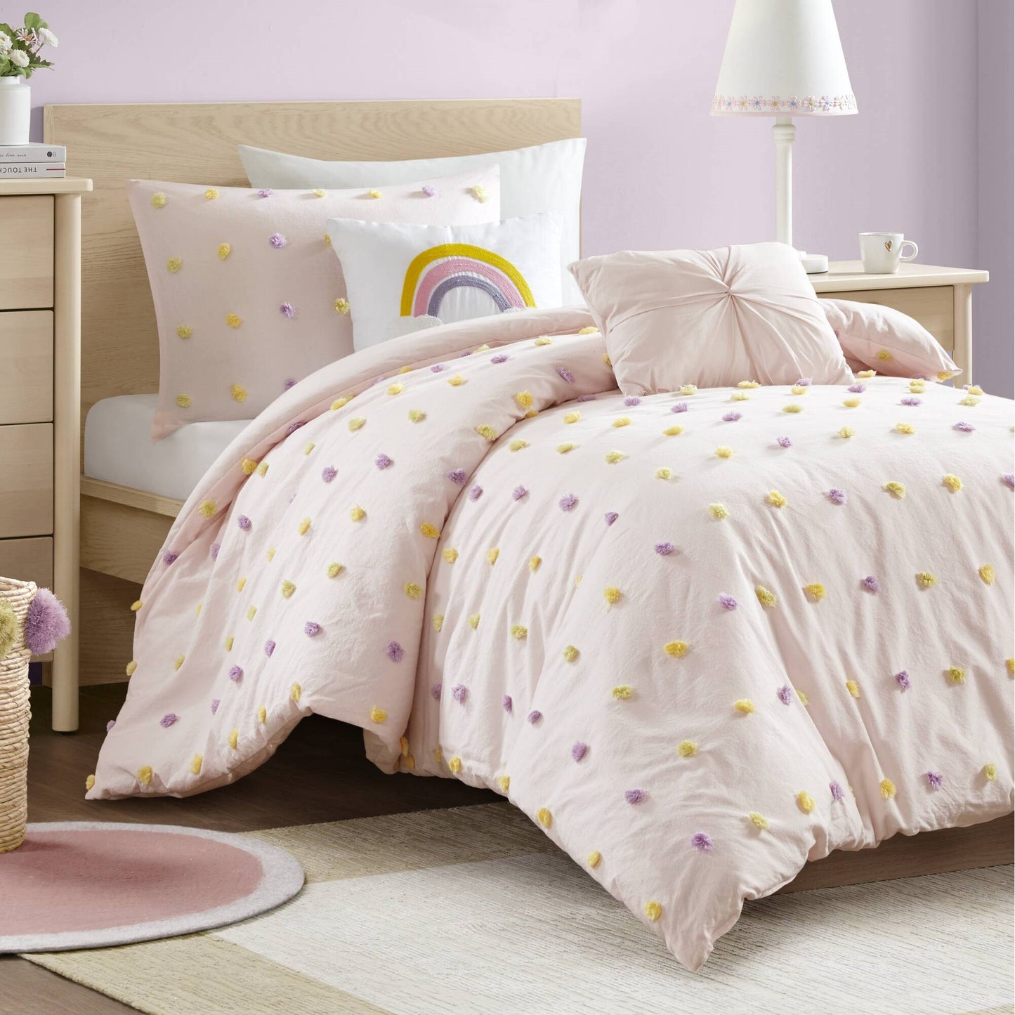 Callie Cotton Jacquard Pom Pom Comforter Set