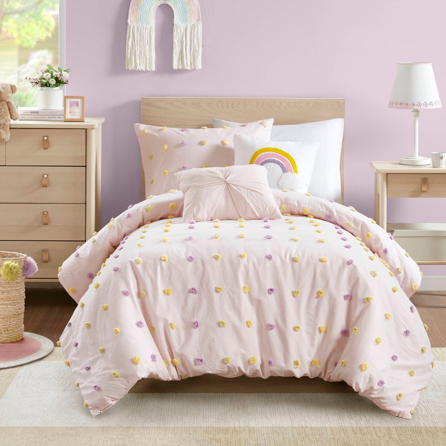 Callie Cotton Jacquard Pom Pom Comforter Set